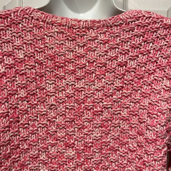 Talbots Pink/White Hand Knit‎ Cotton Cardigan Sweater Size M - Picture 8 of 10